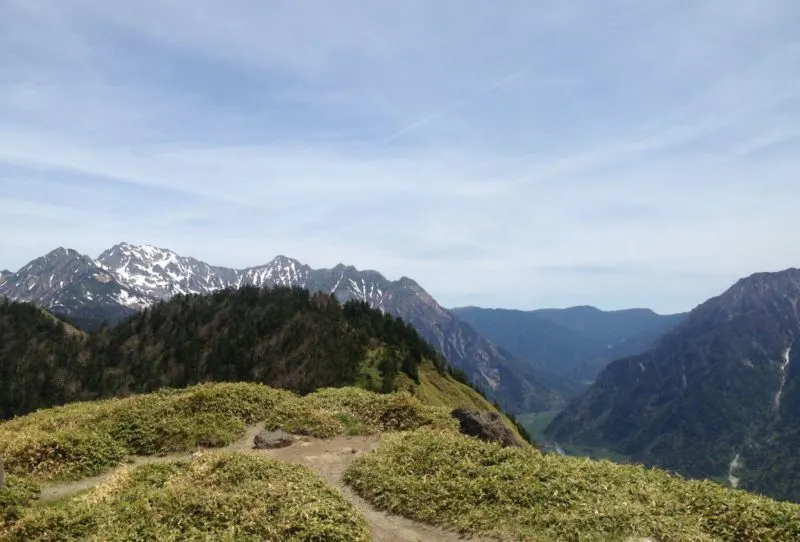 View from top of Mount Yakedake Japanese Alps Kamikochi