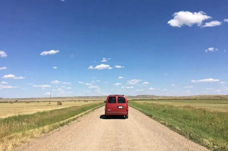 Red Safari van in Saskatchewan