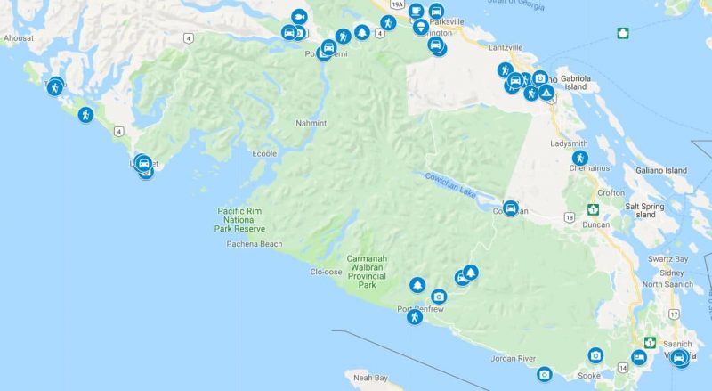 Vancouver island things to do map